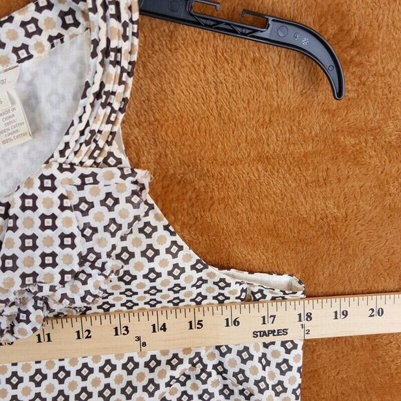 J CREW Womens Top Size 6 Brown Tan Tank Retro Geometric Keyhole Sleeveless - Picture 3 of 6